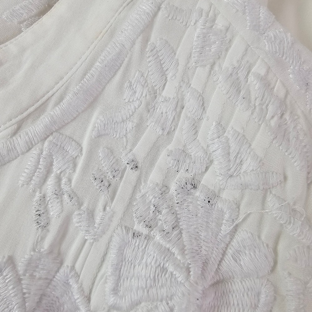 Lilly Pulitzer White Embroidered Rayon Tunic Top 3/4 Roll Tab Sleeve Womens XL - Picture 4 of 12